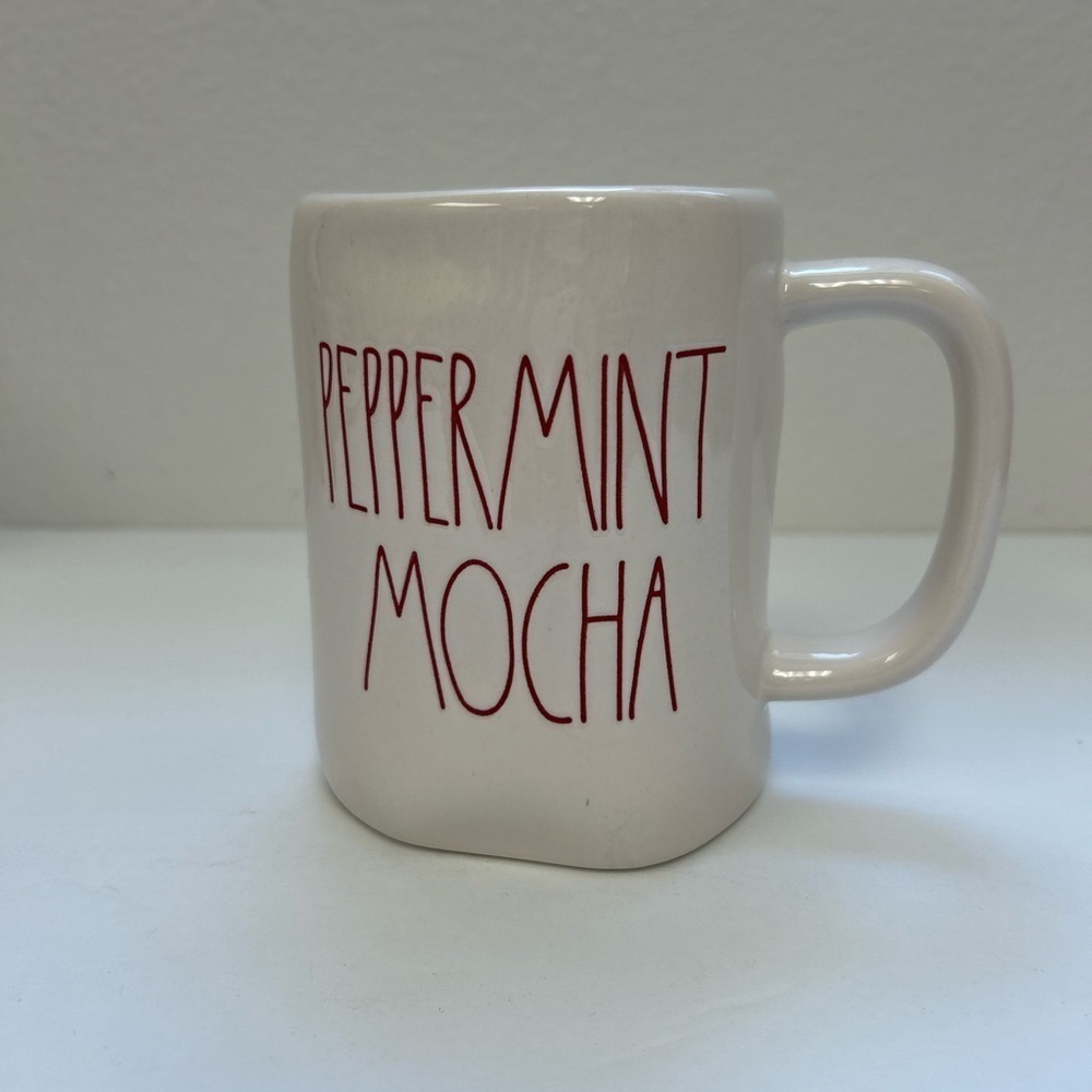Rae Dunn by Magenta /PEPPERMINT MOCHA /Ceramic / LL Coffee Mug Red Interior